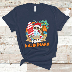 Mele Kalikimaka Palm Tree Hawaiian Santa Christmas In July T Shirt TS02 Navy Printyourwear