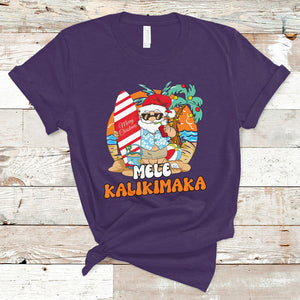 Mele Kalikimaka Palm Tree Hawaiian Santa Christmas In July T Shirt TS02 Purple Printyourwear