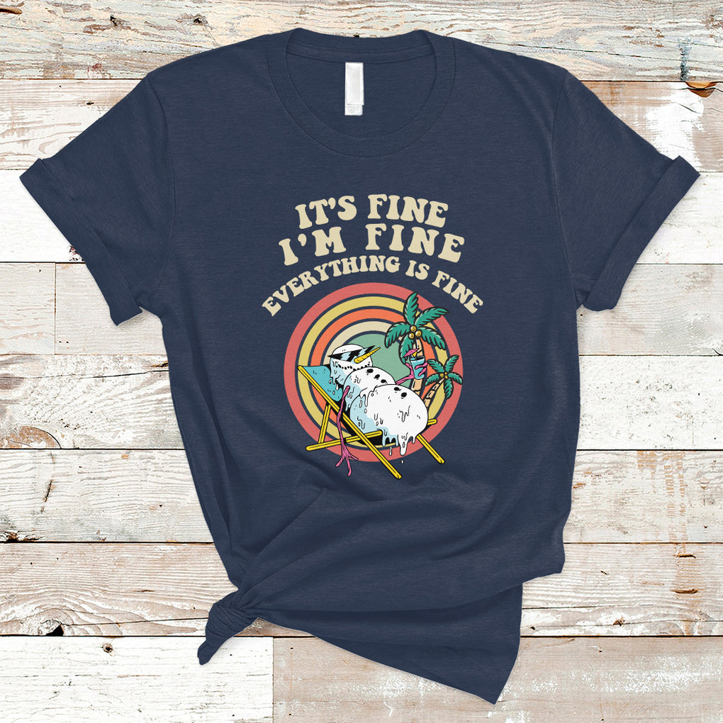 It's Fine I'm Fine Everything Is Fine Christmas In July T Shirt TS02 Navy Printyourwear
