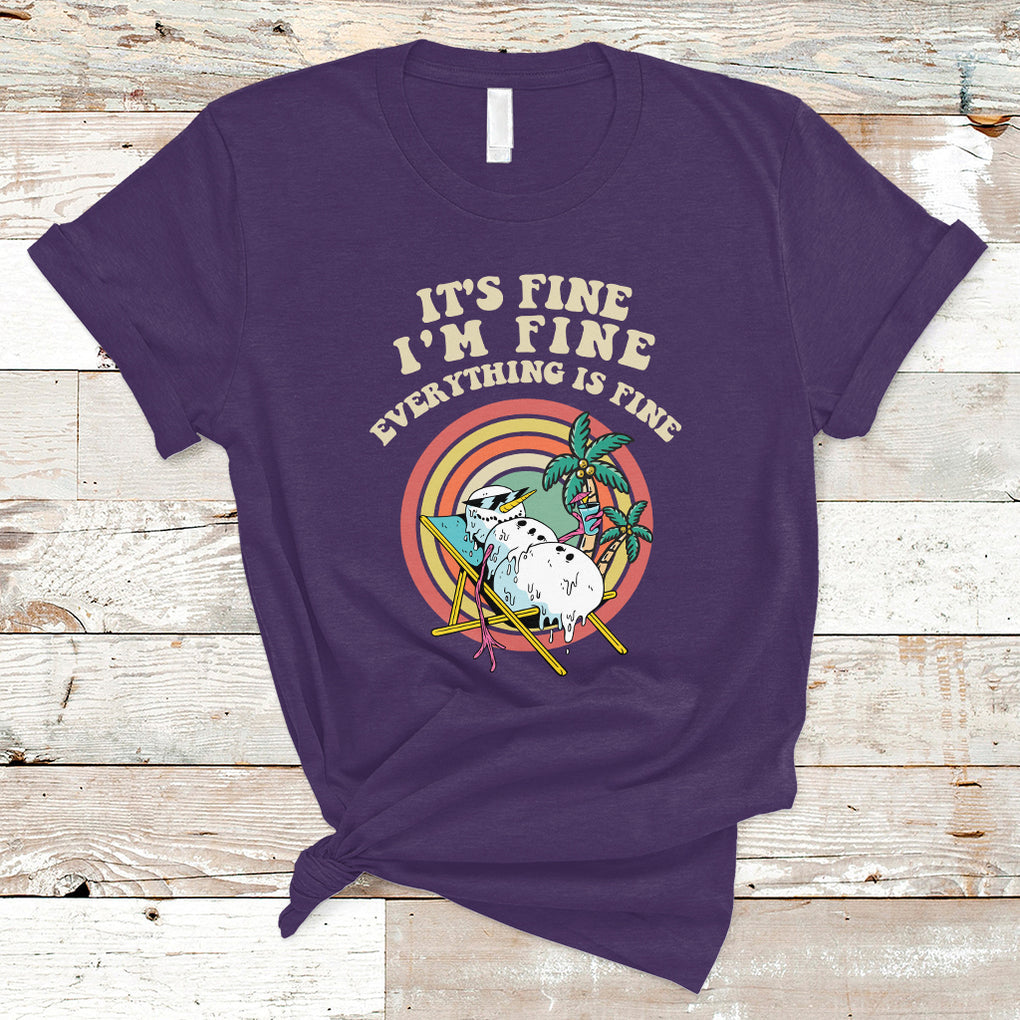 It's Fine I'm Fine Everything Is Fine Christmas In July T Shirt TS02 Purple Printyourwear