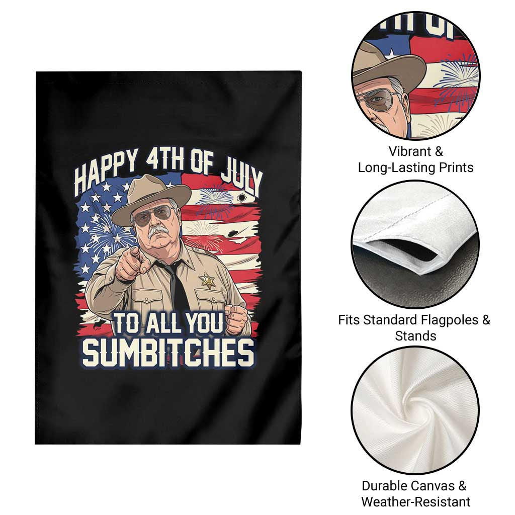 Happy 4th of July To All You Sumbitches Funny Sheriff Garden Flag Retro Movie Quote Inspo Country Humor