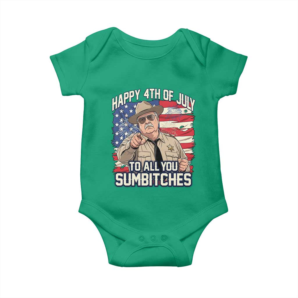 Happy 4th of July To All You Sumbitches Funny Sheriff Baby Onesie Retro Movie Quote Inspo Country Humor