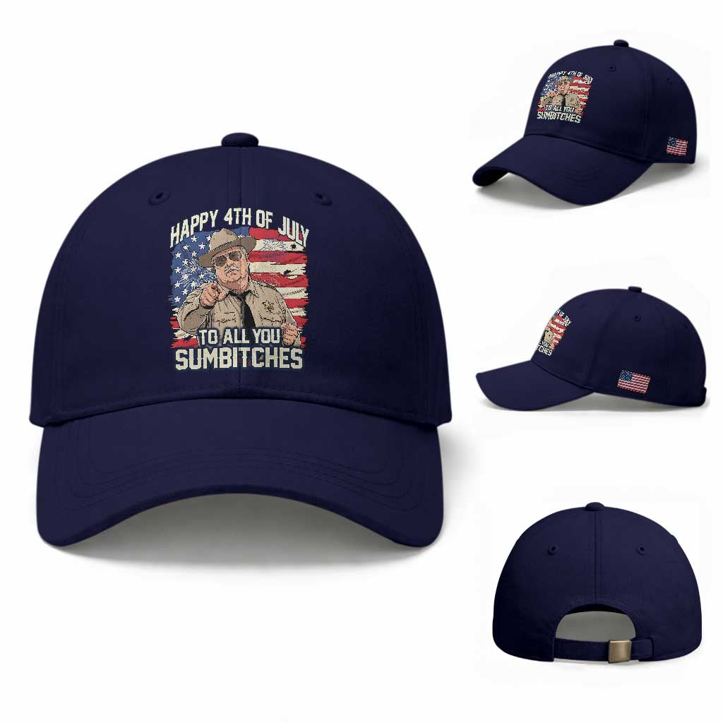Happy 4th of July To All You Sumbitches Funny Sheriff Baseball Cap Retro Movie Quote Inspo Country Humor