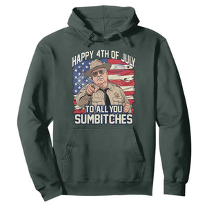 Happy 4th of July To All You Sumbitches Funny Sheriff Hoodie Retro Movie Quote Inspo Country Humor
