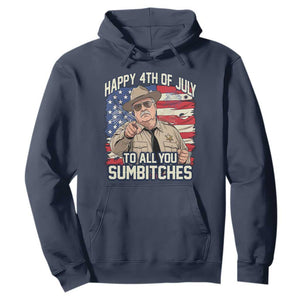 Happy 4th of July To All You Sumbitches Funny Sheriff Hoodie Retro Movie Quote Inspo Country Humor
