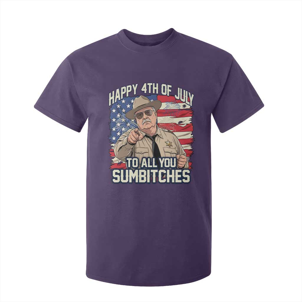 Happy 4th of July To All You Sumbitches Funny Sheriff T Shirt For Kid Retro Movie Quote Inspo Country Humor