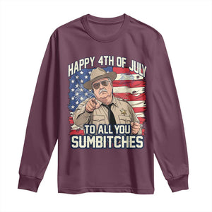 Happy 4th of July To All You Sumbitches Funny Sheriff Long Sleeve Shirt Retro Movie Quote Inspo Country Humor