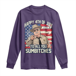 Happy 4th of July To All You Sumbitches Funny Sheriff Long Sleeve Shirt Retro Movie Quote Inspo Country Humor