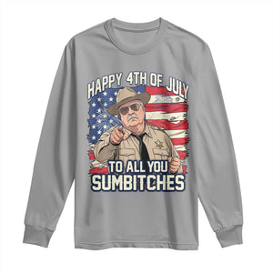 Happy 4th of July To All You Sumbitches Funny Sheriff Long Sleeve Shirt Retro Movie Quote Inspo Country Humor