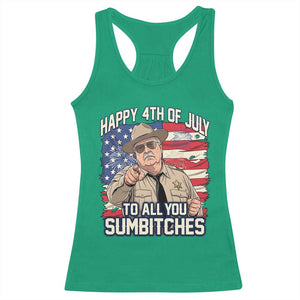 Happy 4th of July To All You Sumbitches Funny Sheriff Racerback Tank Top Retro Movie Quote Inspo Country Humor