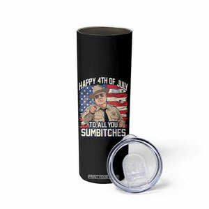 Happy 4th of July To All You Sumbitches Funny Sheriff Skinny Tumbler Retro Movie Quote Inspo Country Humor