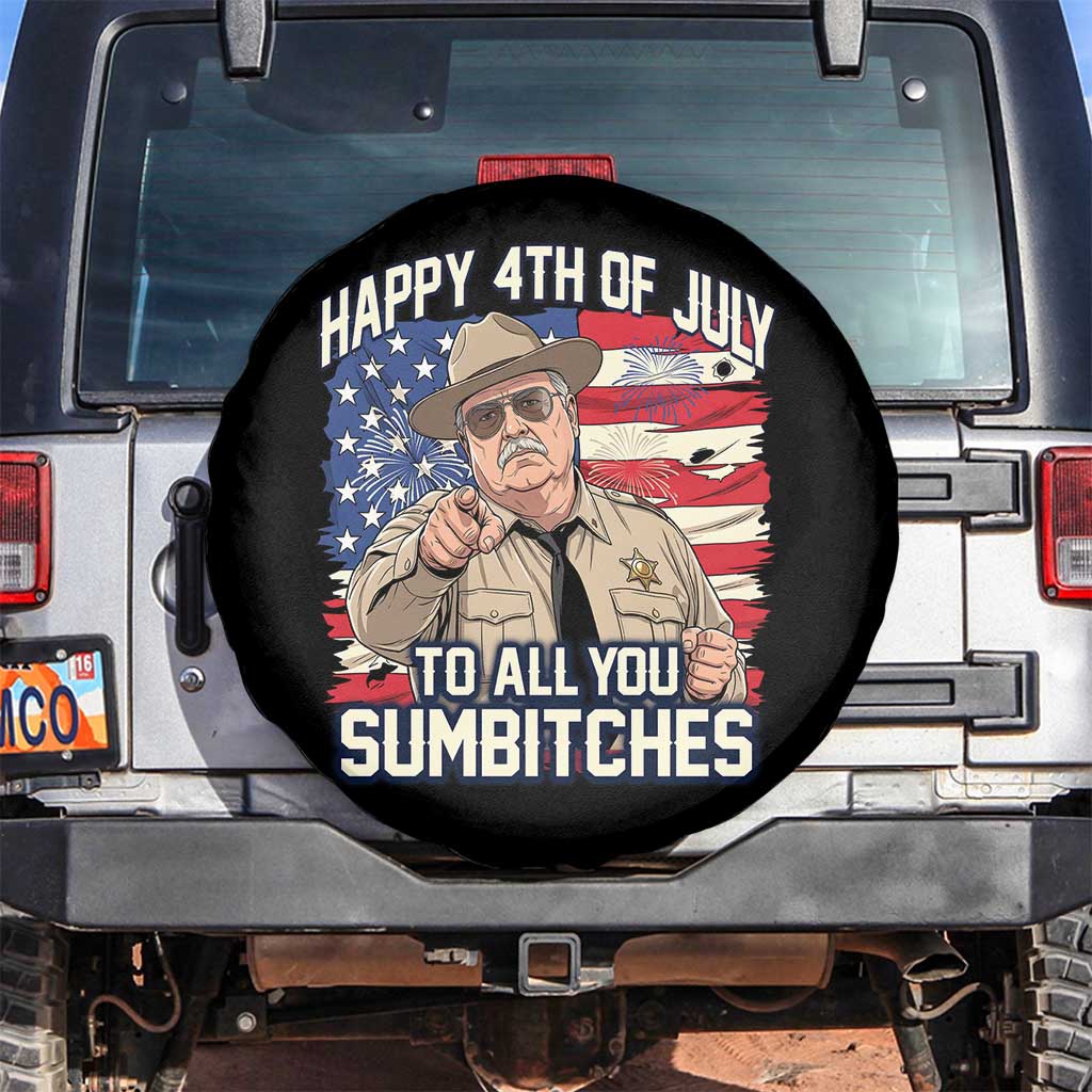 Happy 4th of July To All You Sumbitches Funny Sheriff Spare Tire Cover Retro Movie Quote Inspo Country Humor