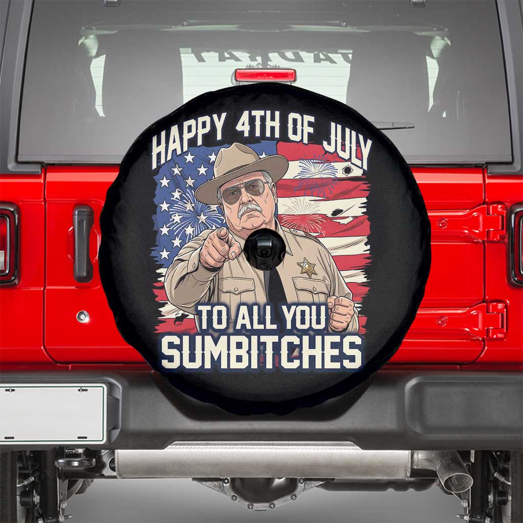 Happy 4th of July To All You Sumbitches Funny Sheriff Spare Tire Cover Retro Movie Quote Inspo Country Humor