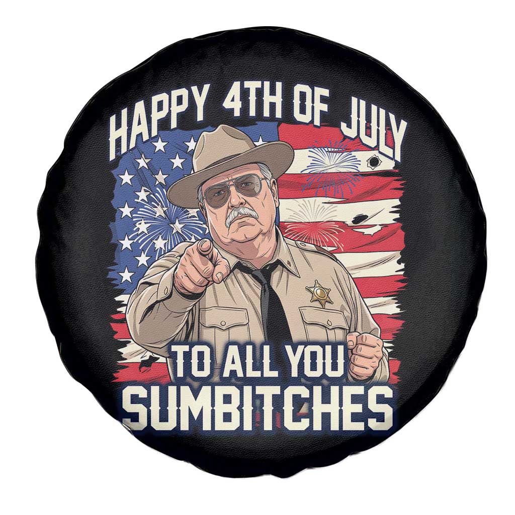 Happy 4th of July To All You Sumbitches Funny Sheriff Spare Tire Cover Retro Movie Quote Inspo Country Humor