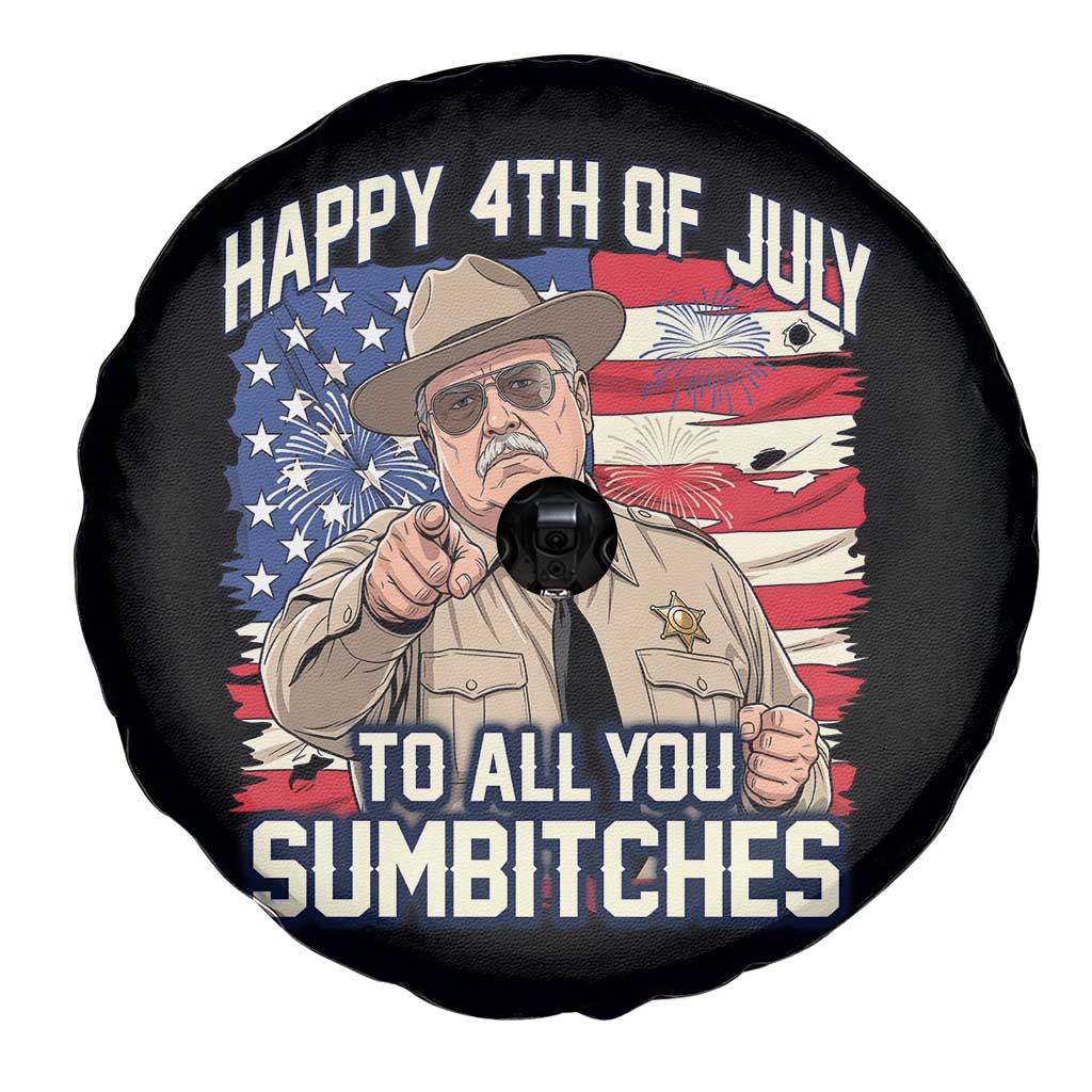 Happy 4th of July To All You Sumbitches Funny Sheriff Spare Tire Cover Retro Movie Quote Inspo Country Humor