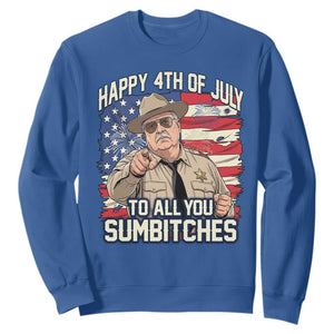 Happy 4th of July To All You Sumbitches Funny Sheriff Sweatshirt Retro Movie Quote Inspo Country Humor