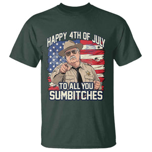 Happy 4th of July To All You Sumbitches Funny Sheriff T Shirt Retro Movie Quote Inspo Country Humor
