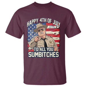 Happy 4th of July To All You Sumbitches Funny Sheriff T Shirt Retro Movie Quote Inspo Country Humor