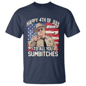 Happy 4th of July To All You Sumbitches Funny Sheriff T Shirt Retro Movie Quote Inspo Country Humor