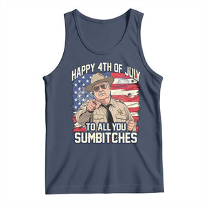Happy 4th of July To All You Sumbitches Funny Sheriff Tank Top Retro Movie Quote Inspo Country Humor