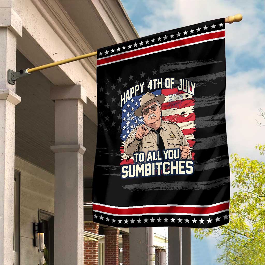 Happy 4th of July To All You Sumbitches Funny Sheriff Patriotic Garden Flag Retro Movie Quote Inspo Country Humor