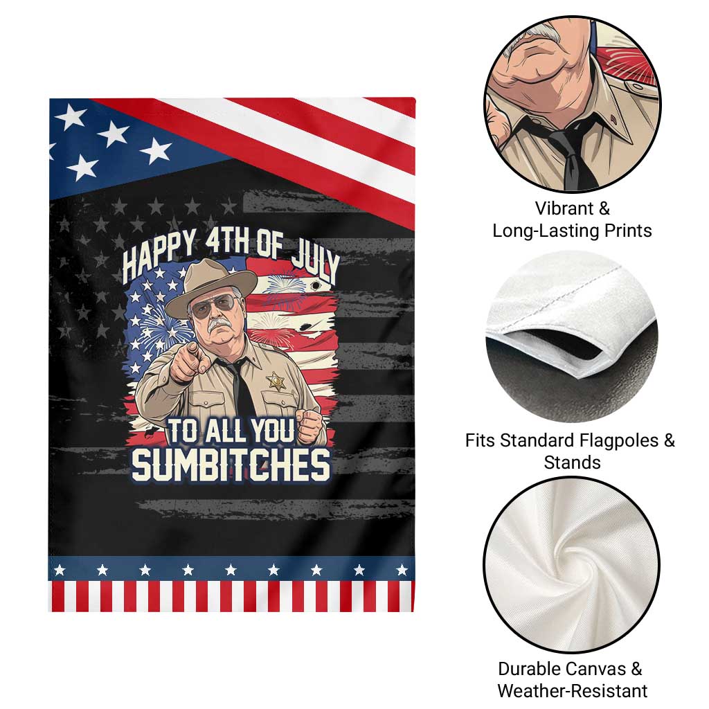 Happy 4th of July To All You Sumbitches Funny Sheriff Patriotic Garden Flag Retro Movie Quote Inspo Country Humor