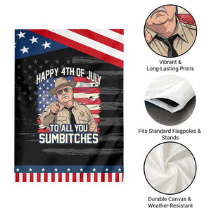 Happy 4th of July To All You Sumbitches Funny Sheriff Patriotic Garden Flag Retro Movie Quote Inspo Country Humor