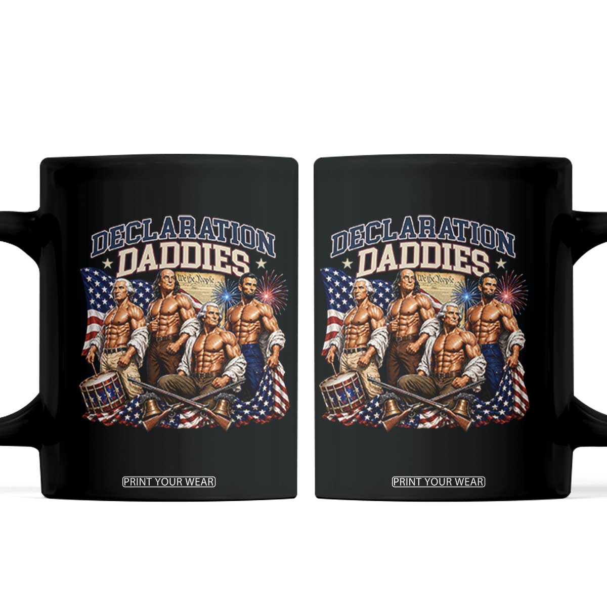 1776 America Declaration Daddies Patriotic Coffee Mug Funny Buff Founding Fathers Muscular Patriots