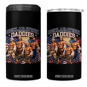 1776 America Declaration Daddies Patriotic 4 in 1 Can Cooler Tumbler Funny Buff Founding Fathers Muscular Patriots