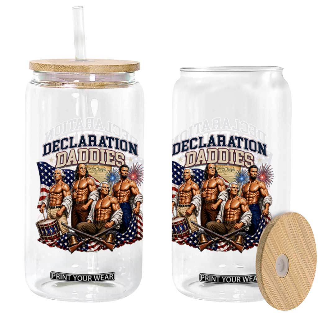 1776 America Declaration Daddies Patriotic Glass Can Funny Buff Founding Fathers Muscular Patriots