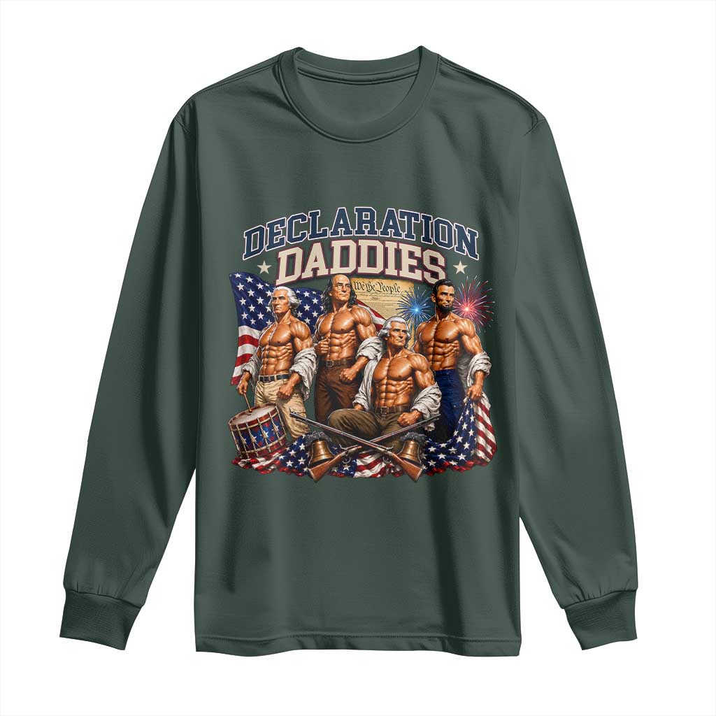 1776 America Declaration Daddies Patriotic Long Sleeve Shirt Funny Buff Founding Fathers Muscular Patriots
