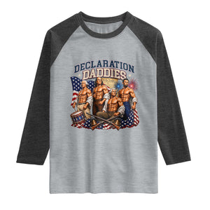 1776 America Declaration Daddies Patriotic Raglan Shirt Funny Buff Founding Fathers Muscular Patriots