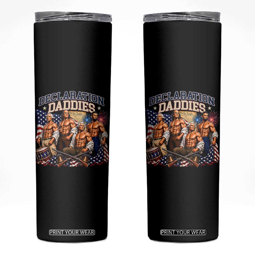 1776 America Declaration Daddies Patriotic Skinny Tumbler Funny Buff Founding Fathers Muscular Patriots