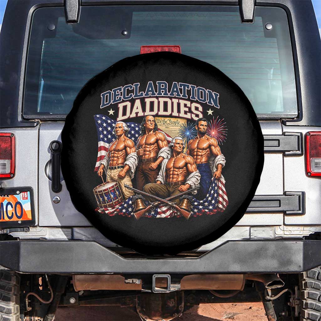 1776 America Declaration Daddies Patriotic Spare Tire Cover Funny Buff Founding Fathers Muscular Patriots