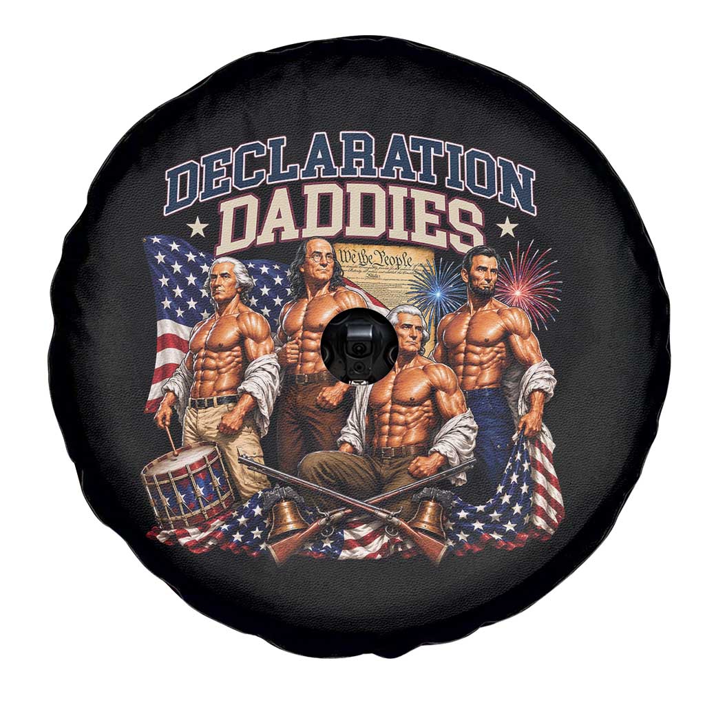 1776 America Declaration Daddies Patriotic Spare Tire Cover Funny Buff Founding Fathers Muscular Patriots
