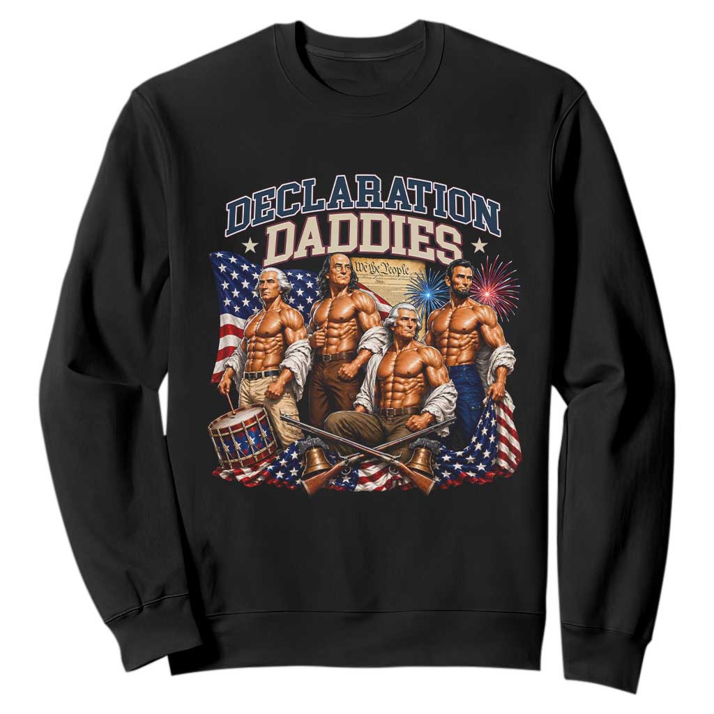 1776 America Declaration Daddies Patriotic Sweatshirt Funny Buff Founding Fathers Muscular Patriots