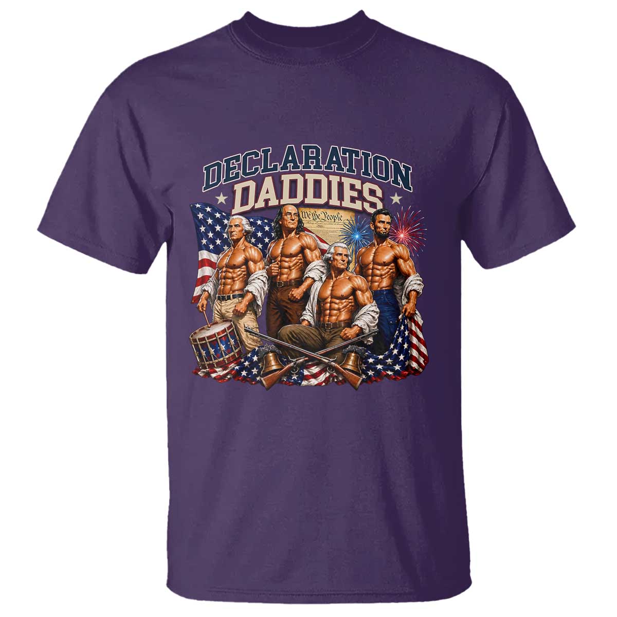 1776 America Declaration Daddies Patriotic T Shirt Funny Buff Founding Fathers Muscular Patriots