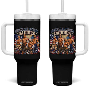 1776 America Declaration Daddies Patriotic Tumbler With Handle Funny Buff Founding Fathers Muscular Patriots
