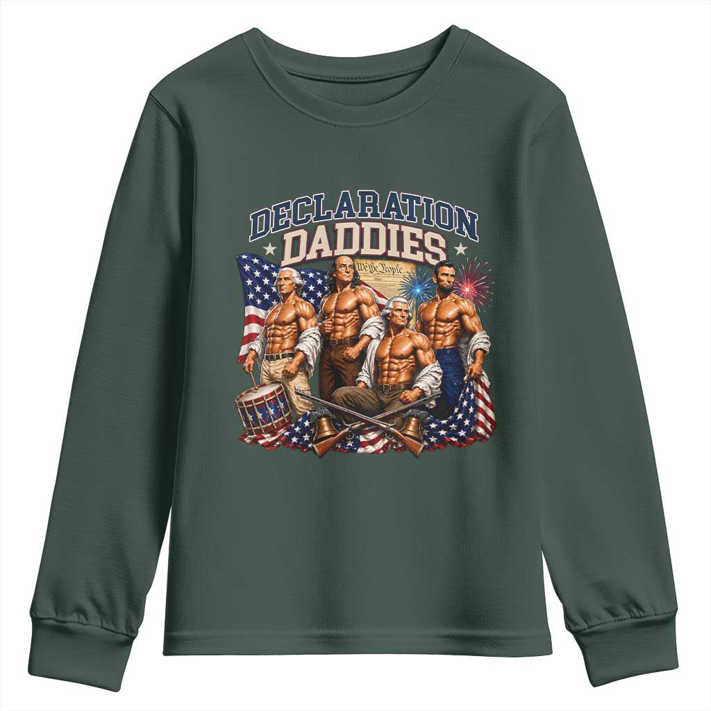 1776 America Declaration Daddies Patriotic Youth Sweatshirt Funny Buff Founding Fathers Muscular Patriots