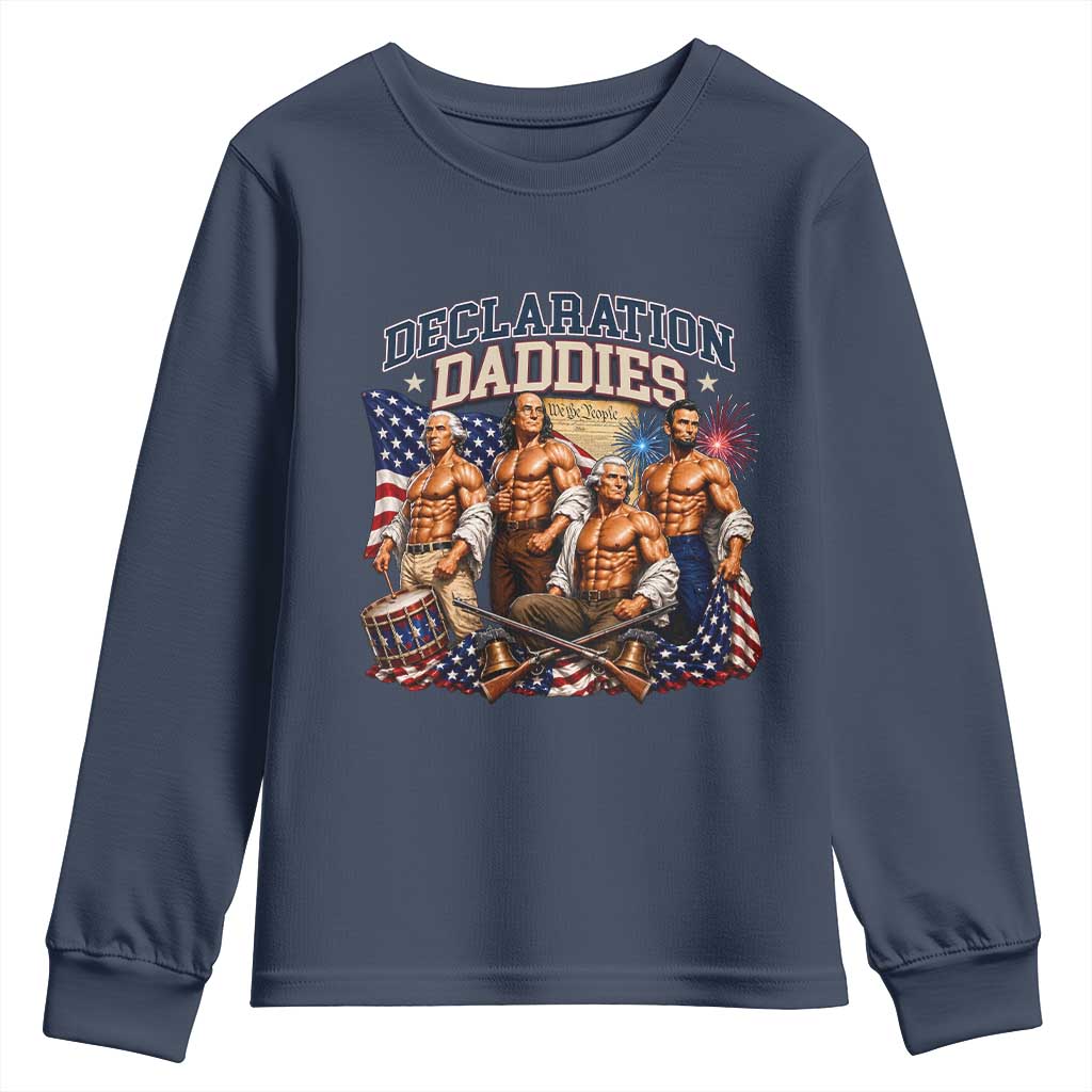1776 America Declaration Daddies Patriotic Youth Sweatshirt Funny Buff Founding Fathers Muscular Patriots