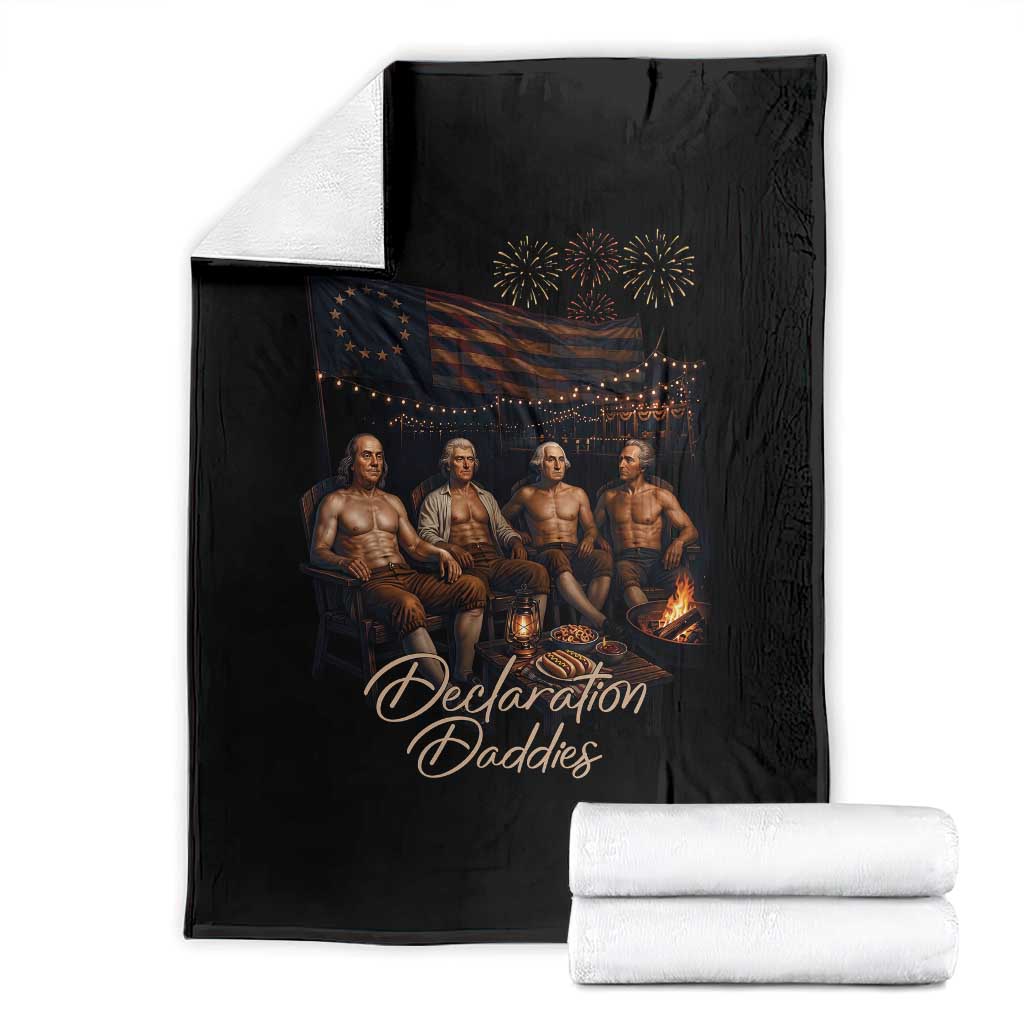 Declaration Daddies Campfire Gathering Graphic Throw Blanket Shirtless Founding Fathers Patriotic Summer 4th of July Celebration