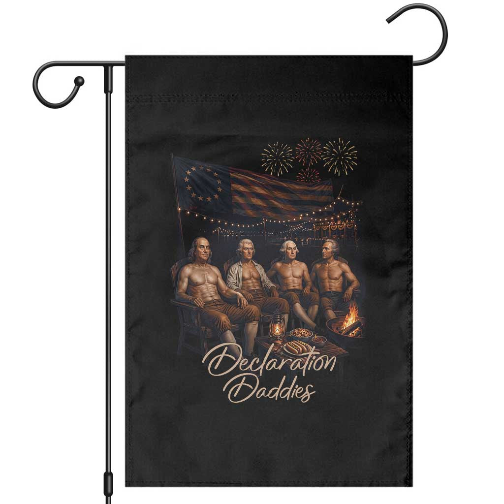 Declaration Daddies Campfire Gathering Graphic Garden Flag Shirtless Founding Fathers Patriotic Summer 4th of July Celebration