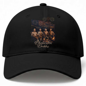 Declaration Daddies Campfire Gathering Graphic Baseball Cap Shirtless Founding Fathers Patriotic Summer 4th of July Celebration