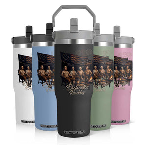 Declaration Daddies Campfire Gathering Graphic Flip Straw Tumbler Shirtless Founding Fathers Patriotic Summer 4th of July Celebration