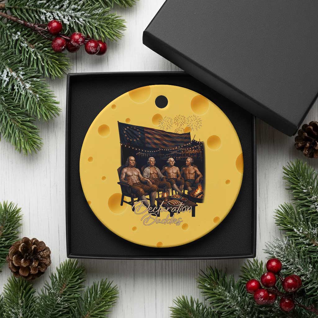 Declaration Daddies Campfire Gathering Graphic Ceramic Ornament Shirtless Founding Fathers Patriotic Summer 4th of July Celebration