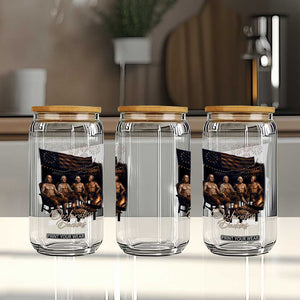 Declaration Daddies Campfire Gathering Graphic Glass Can Shirtless Founding Fathers Patriotic Summer 4th of July Celebration