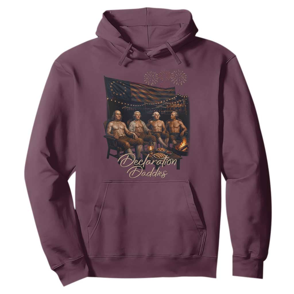 Declaration Daddies Campfire Gathering Graphic Hoodie Shirtless Founding Fathers Patriotic Summer 4th of July Celebration