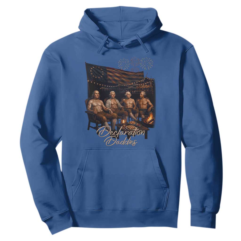 Declaration Daddies Campfire Gathering Graphic Hoodie Shirtless Founding Fathers Patriotic Summer 4th of July Celebration