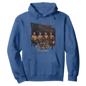 Declaration Daddies Campfire Gathering Graphic Hoodie Shirtless Founding Fathers Patriotic Summer 4th of July Celebration