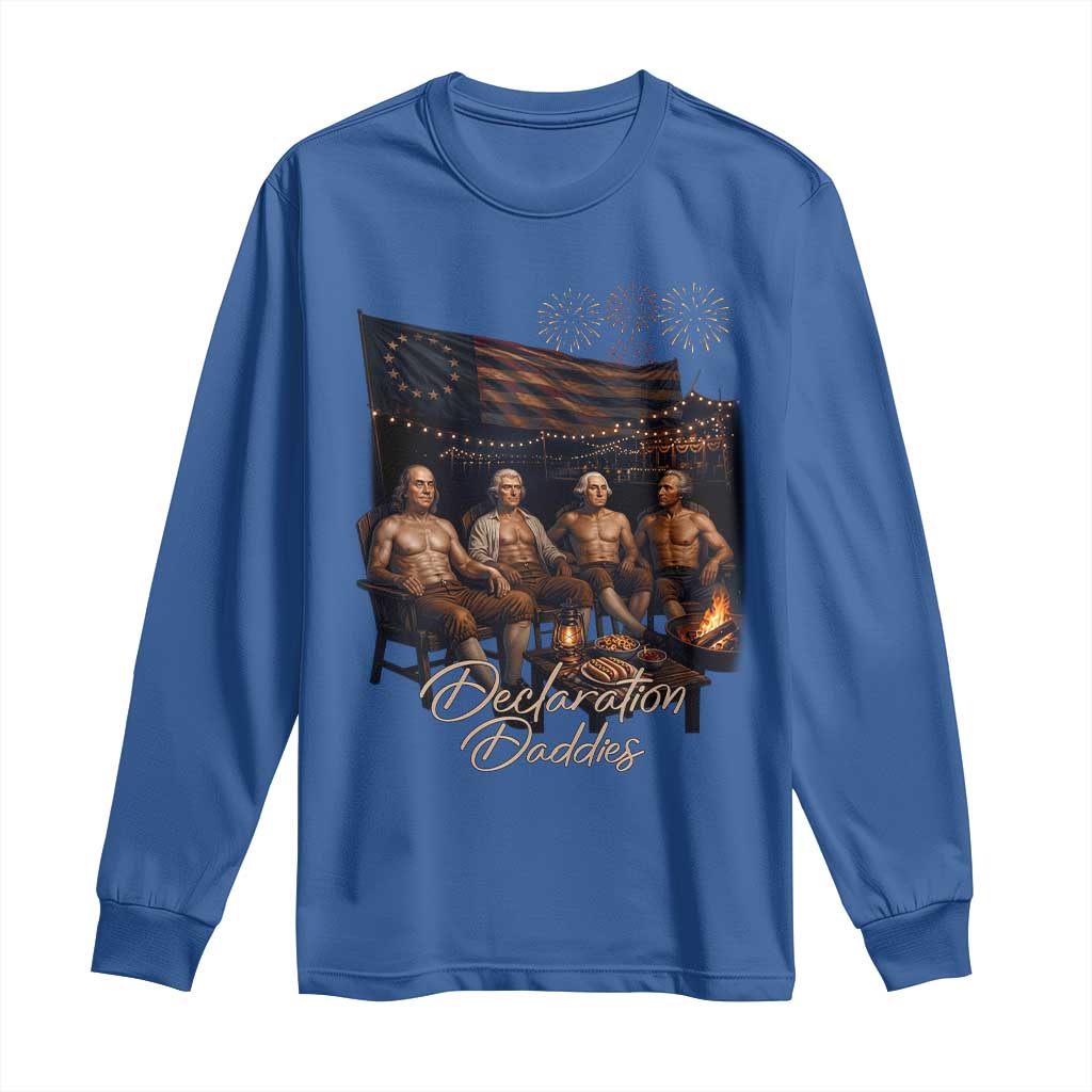 Declaration Daddies Campfire Gathering Graphic Long Sleeve Shirt Shirtless Founding Fathers Patriotic Summer 4th of July Celebration